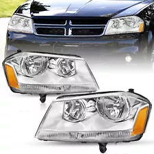 For 2008-2014 Dodge Avenger Headlights Assembly Chrome Housing Amber Corner Lamp (For: Dodge Avenger)