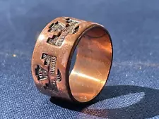 NATIVE AMERICAN ART SOLID COPPER MARK RING SOUTHWEST THUNDER BIRDS SIZE 6 SALE