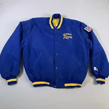 VTG 90s Starter NFL LOS ANGELES RAMS Satin Bomber Jacket Large Made in USA Adult