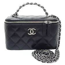 CHANEL Shoulder Bag Vanity Matelasse Top Handle AP3593 Lambskin Black/450312