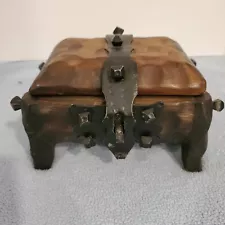 Handmade Vintage Rustic Wood Pirate Treasure Chest Jewelry Trinket Box