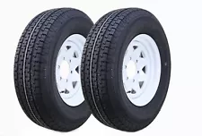 2 FC Trailer Tire Assembly ST225/75R15 10-Ply White Spoke Rim 6 Lug on 5.5"