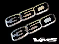 VMS 2 CHEVY 350 CI CUBIC INCH ENGINE ALUMINUM EMBLEMS BLACK CHROME PAIR SBC SET (For: Chevrolet)