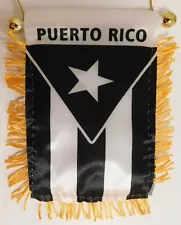 Puerto Rico Black MINI BANNER FLAG GREAT FOR CAR & HOME Glass HANGING