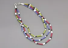 A brightly colored porcupine quill necklace for 18'' American girl Kaya doll