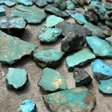 3Lbs Rough Turquoise "saw bottoms" Natural Hard Slabs Cuttings Lapidary Rock Lot