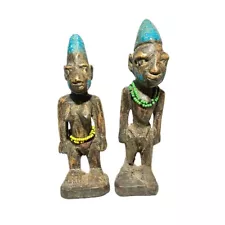 African 2Yoruba West African Sculpture of Ancestor Couple Statue Home Décor -621