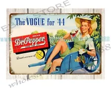 1940s Dr Pepper pretty girl metal tin sign rustic home decor