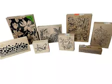 NEW lot of 8 whimsical floral bunny chick wooden rubber stamps cardmaking craft