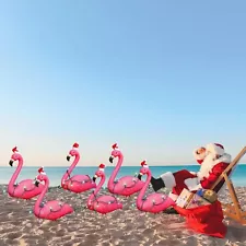 6 Sets Christmas in July Large Flamingo Statue Ornament Stakes 15 Inch Summer...