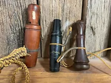 Lot Of 3 - Vintage Duck Calls Tandem Lanyard Wood - Unnamed Stamped