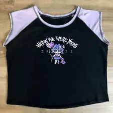 When We Were Young 22 Womens 2X XXL Festival Tee Black Purple Crop Baby Tee Emo