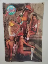 California Girls Hard Hat Original 1988 Vintage Pin Up Sexy Model Poster #3215