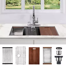 HausinLuck 30" Stainless Steel Workstation Kitchen Sink, Undermount, (Used)