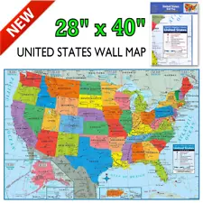 Wall Map Of The United States USA Road Travel Maps City Name US Poster 28"x40"