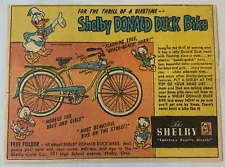 1950 Shelby DONALD DUCK bicycle cartoon ad ~ 4.5x6