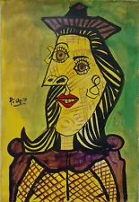 Oil On Canvas Signed Pablo Picasso Cubist Art Painting Handmade