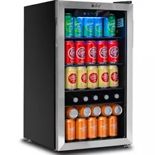 118-Can Mini Fridge with Glass Door, Digital Controls, for Beer, Wine, USED