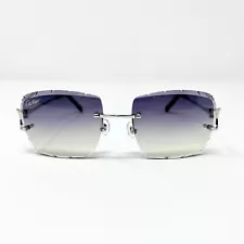 Cartier Sunglasses Piccadilly Grey Diamond Cut Lens Silver Frame C Decor