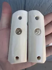 Colt 1911 Giraffe Bone Grips With Gold Medallions