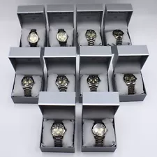 Geoffrey Beene Men's Gunmetal Brown Dial Chronograph Diamond Watches Lot of 10