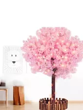 Artificial Cherry Blossom Tree w/LED Light, Handmade Pink Cherry Tree 5FT Tall