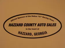 Dukes of Hazzard * Hazzard County Auto Sales DECAL for your Car BLACK on Clear