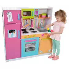 New KidKraft Deluxe Big and Bright Wooden Play Kitchen for Kids, Neon Colors