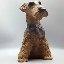 10" Airedale or Similar Black & Tan Terrier Dog Statue Figurine, Great Detail