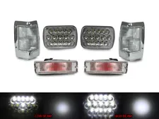 Full LED Hi+Low H6054 7x6 Headlight+ Clear Corner+Bumper For 90-97 Nissan Pickup