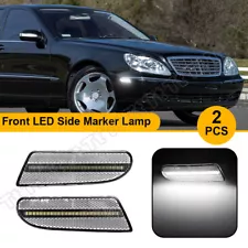 For 2000-06 Mercedes Benz W220 S-Class White Front Bumper LED Side Marker Lights (For: 2001 Mercedes-Benz S500)