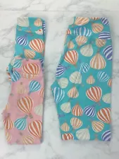 LuLaRoe Mommy & Me Leggings Set - Womens OS & 2 Kids S/M - Hot Air Balloons EUC