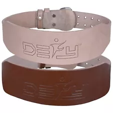 DEFY New 4" Genuine Leather Natural & Brown Belt Gym Weightlifting Bodybuilding