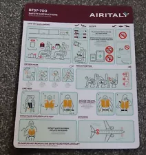 New ListingAir Italy Boeing 737 700 Airline Safety Card 2018