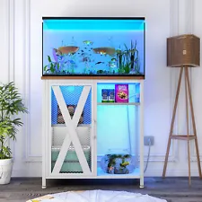 20-29 Gallon Fish Tank Stand w/Power Strip & LED Light Heavy Duty Aquarium Stand