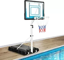 Adjusted Height 4.1-5.7ft Pool Side Basketball Hoop Backboard Swimming Pool Game