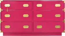 Vintage Campaign Dresser by Dixie Furniture in Pink - Newly Painted