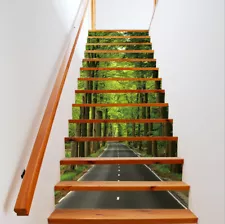 3D Green Forest Path Self-Adhesive Stair Stickers Stair Riser Sticker Home Decor