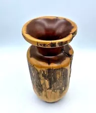 Vintage Handcrafted Rustic Red Cedar Burl Wood Art Bud Vase Signed George Looney