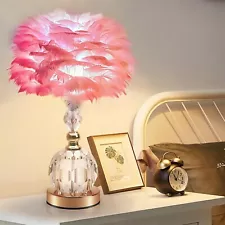 Enchanting Pink Feather Lamp for Girls' Romantic Bedroom Decor - Art Deco Table