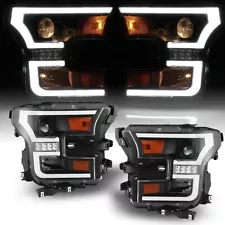 Pair Headlights For 2015 2016 2017 Ford F-150 Projector LED DRL Driving Lamps