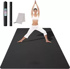 Large Yoga Mat (6'x 4'), Extra Wide Workout Mat for Men and Women, BLACK