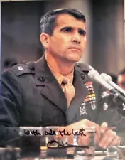 IRAN-CONTRA AFFAIR: OLIVER NORTH SIGNED PHOTO During the Congressional Hearings!