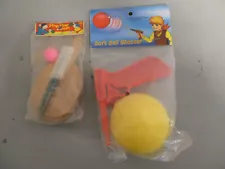 Vintage 1970s Soft Ball shooter Gun String Toy & Ping Pong