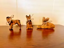 Handmade Wooden Boston Terrier Set