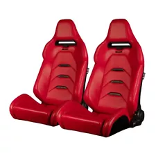 Braum ® - Red Leatherette W/ Black Trim Viper X Reclinable Racing Seats - Pair