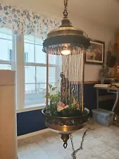 MASSIVE VTG. 40" TALL MID CENTURY MODERN GODDESS OIL RAIN HANGING LAMP MCM + Box