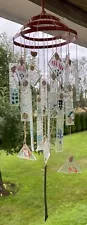 Vintage Original Handpainted Japanese Glass Wind Chime | 3 Tiers