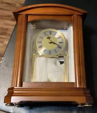 Bulova B1848 Nordale Anniversary Walnut Finish Mantel Desk Clock