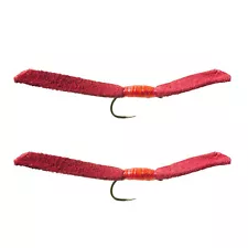 Umpqua Cannon's Worm Red 2 Pack Nymph / Emerger / Wets Fly Fishing Flies